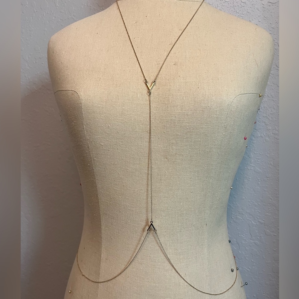 Gold lariat body chain